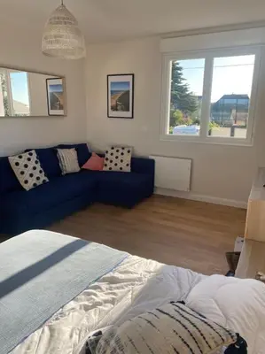 Coin salon dans l'établissement Vue Mer 2 pas des plages 10 pers 4 chambres Villa KER LOT PLAGE