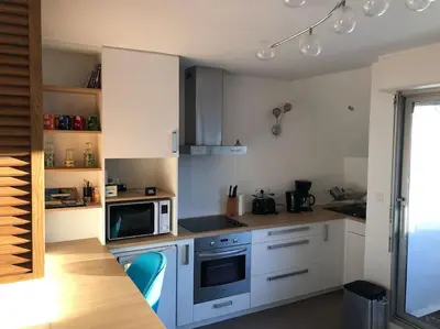 Cuisine ou kitchenette dans l'établissement Joli studio sur le port