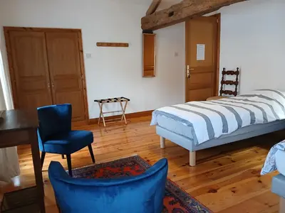 Un ou plusieurs lits dans un hébergement de l'établissement Chambres d'hôtes de la Barbinière