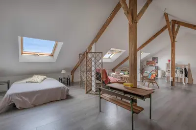 Un ou plusieurs lits dans un hébergement de l'établissement Maison avec jardin à 200m de la mer à La Bernerie