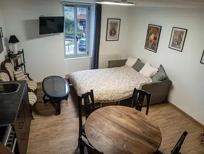 Coin salon dans l'établissement Duplex vue sur château