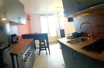 Cuisine ou kitchenette dans l'établissement Appartement face mer 4 personnes linge de maison sur demande