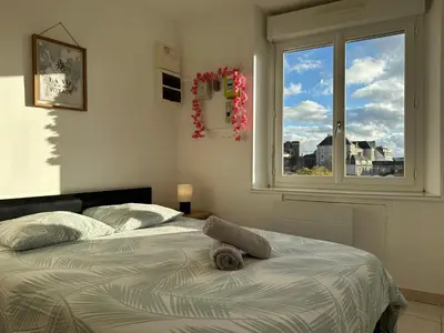 Un ou plusieurs lits dans un hébergement de l'établissement LE MILO - Appartement Cosy en Centre Ville
