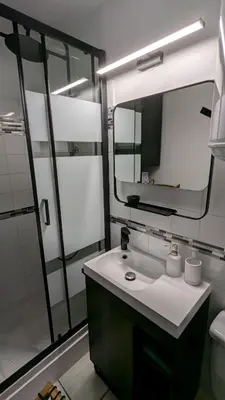 Salle de bains dans l'établissement Appartement vue mer - accès direct à la plage - 4 à 5 personnes
