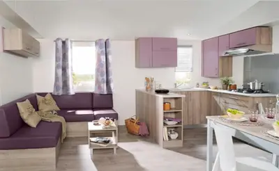 Cuisine ou kitchenette dans l'établissement ZEcamping 4 animé animaux acceptés avec piscine couverte et bar