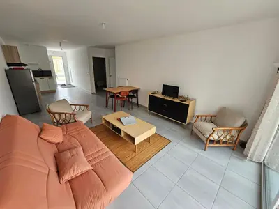 Coin salon dans l'établissement Maison 1 chambre vélos inclus