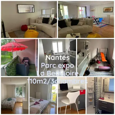 Un ou plusieurs lits dans un hébergement de l'établissement Appartement Nantes Parc des expositions La Beaujoire
