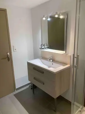 Salle de bains dans l'établissement L'appartement des tortues