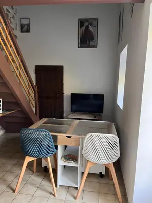 Télévision ou salle de divertissement dans l'établissement Appartement pierres apparentes