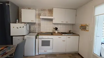 Cuisine ou kitchenette dans l'établissement Appartement RdC en bordure de forêt