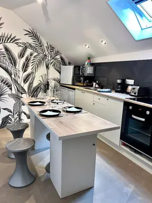 Cuisine ou kitchenette dans l'établissement Appartement 3 chambres centre ville Cholet 25min du Puy duFou