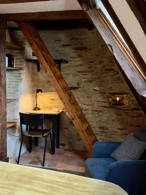 Coin salon dans l'établissement Le Petit Tinténiac - T2 cosy au cœur de la Doutre