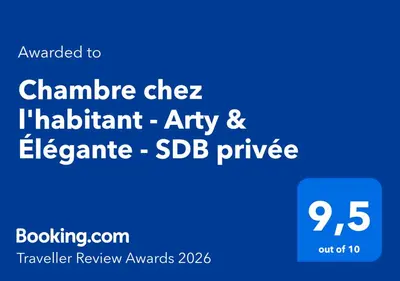 Certificat, récompense, panneau ou autre document affiché dans l'établissement Chambre chez l'habitant - Arty & Élégante - SDB privée