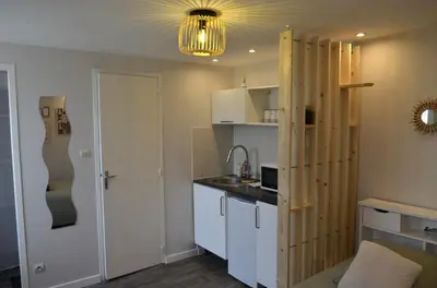 Cuisine ou kitchenette dans l'établissement Petit studio style bohème - Appartement proche hôpital