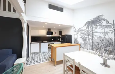 Cuisine ou kitchenette dans l'établissement Gite du Grand Cerf