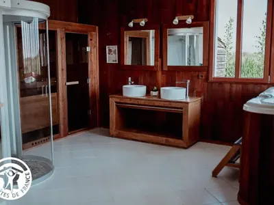 Salle de bains dans l'établissement Gîte 4 chambres avec bien-être et terrasses au cœur du Marais Breton - FR-1-426-559