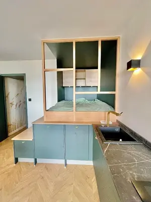 Cuisine ou kitchenette dans l'établissement Estacade Studio d exception vue Mer