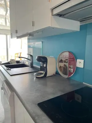 Cuisine ou kitchenette dans l'établissement L Arc en Ciel