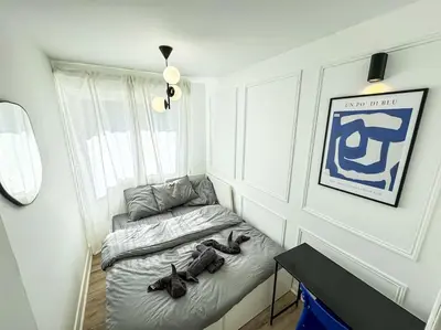 Coin salon dans l'établissement Charmant logement au bord de mer