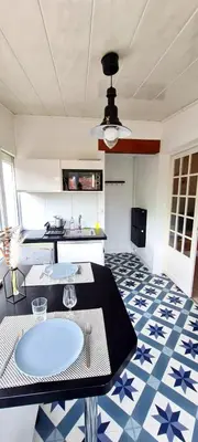 Coin salon dans l'établissement Évasion, Studio Cosy près de la Plage