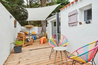Terrasse ou espace extérieur de l'établissement Jolie maison pour 7 - 300 m de la plage - Dunes