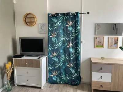 Télévision ou salle de divertissement dans l'établissement Maisonnette safari planète sauvage et océan
