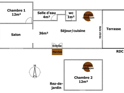 Plan de l'établissement Maison rénovée près de la plage avec jardin clos et parking - FR-1-426-562