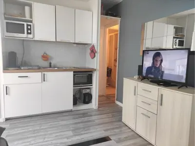 Cuisine ou kitchenette dans l'établissement Les Petits Becs , joli T2 Vue mer, Wifi, Parking