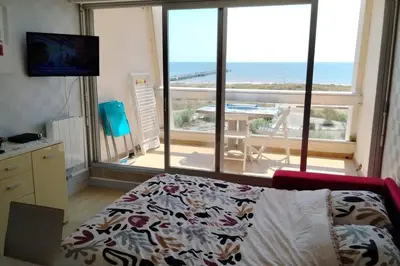 Un ou plusieurs lits dans un hébergement de l'établissement Appartement vue mer 4 personnes