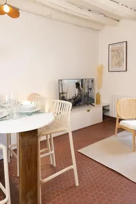 Télévision ou salle de divertissement dans l'établissement Charmant 2 pièces ultra-centre au calme