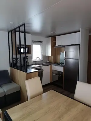 Cuisine ou kitchenette dans l'établissement MH F101 Camping Bois Masson