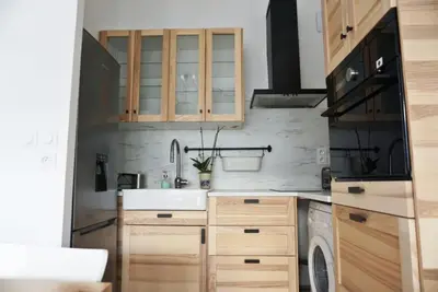 Cuisine ou kitchenette dans l'établissement Chez Pascal Sissi -New Appart, Ile Nantes, CCgrés