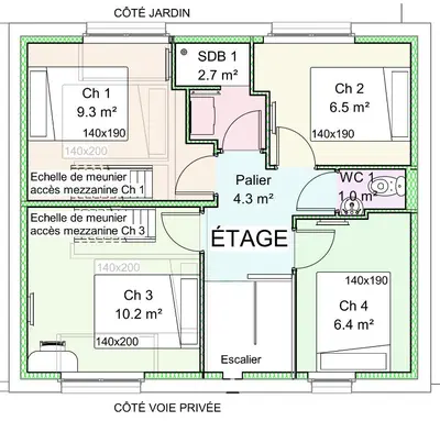 Plan de l'établissement Maison à 10 min du centre dans avenue privée !