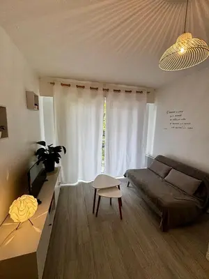 Coin salon dans l'établissement Appartement avec balcon, proche CHU, château, Tramway