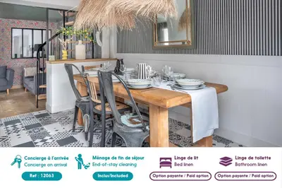 Restaurant ou autre lieu de restauration dans l'établissement À 400m de la plage, maison renovée pour 6
