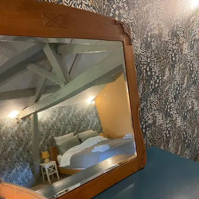 Un ou plusieurs lits dans un hébergement de l'établissement Château Doré les Tours - Appartement Loup - Proche Puy du Fou