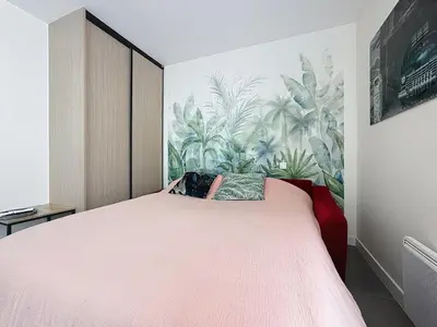 Un ou plusieurs lits dans un hébergement de l'établissement Studio moderne Thouaré sur Loire