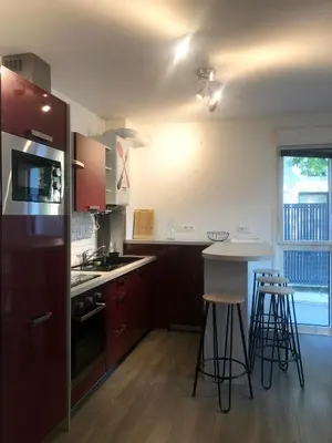 Cuisine ou kitchenette dans l'établissement Appartement touristique Clisson gare