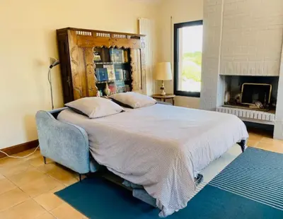Un ou plusieurs lits dans un hébergement de l'établissement Maison familiale vue mer au calme 3 etoiles Villa Rose