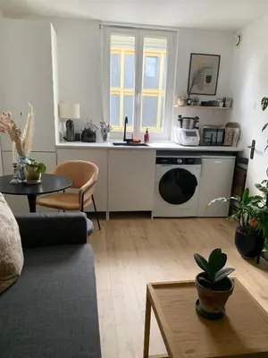 Cuisine ou kitchenette dans l'établissement Studio île de Nantes
