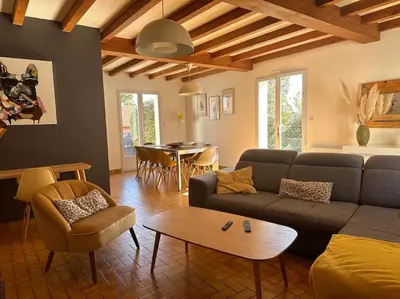 Coin salon dans l'établissement Maison Familiale bord de mer