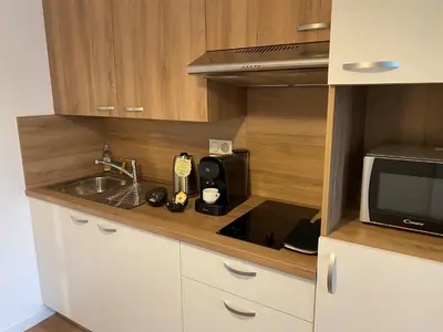 Cuisine ou kitchenette dans l'établissement La Résidence Cholet