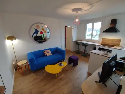 Coin salon dans l'établissement Le Memphis - T2 Gare - La Bonne Marienne