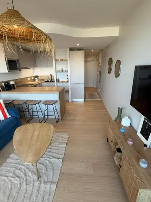 Cuisine ou kitchenette dans l'établissement Appartement face mer