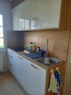 Cuisine ou kitchenette dans l'établissement Gite les demoiselles