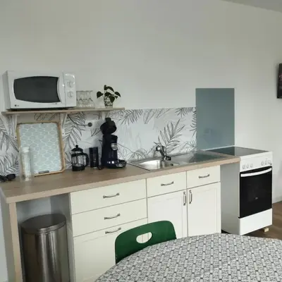 Cuisine ou kitchenette dans l'établissement Chez Coralie et Jean