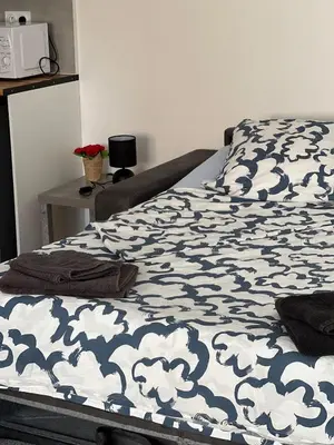 Un ou plusieurs lits dans un hébergement de l'établissement Appartement des dauphins