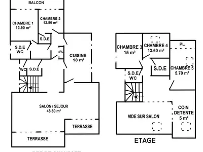 Plan de l'établissement Maison spacieuse à 800m plage, jardin, animaux admis, parking, WiFi - FR-1-306-1294