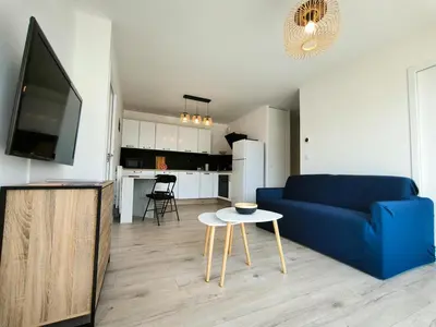 Cuisine ou kitchenette dans l'établissement Appartement avec terrasse vue mer, hypercentre de Saint Brevin l'Ocean, 1 chambre