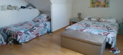 Un ou plusieurs lits dans un hébergement de l'établissement Chambre reposante